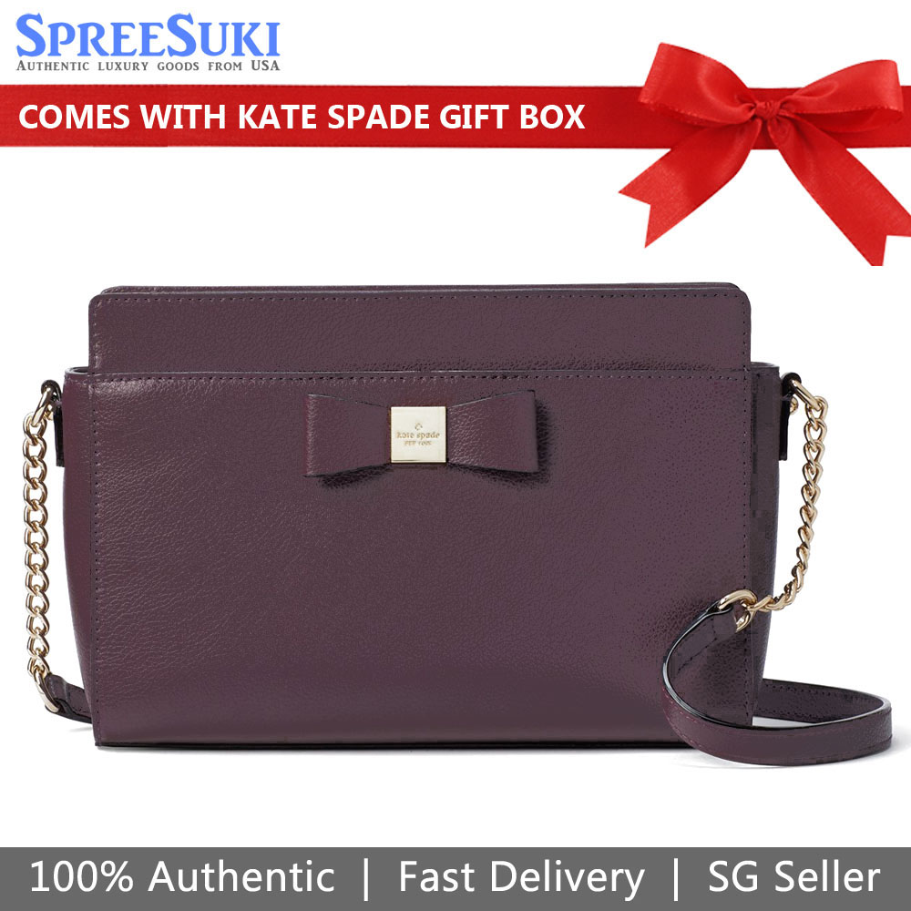 Kate Spade Crossbody Bag Renny Drive Angelica Deep Plum Purple # WKRU5060