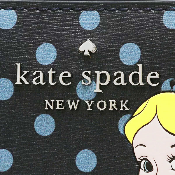 Kate Spade Disney X Kate Spade New York Alice In Wonderland Bifold Wallet Navy Dark Blue # WLR00611