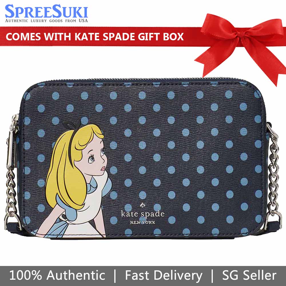 Kate Spade Crossbody Bag Disney X Kate Spade New York Alice In Wonderland Crossbody Navy Dark Blue # WLR00610