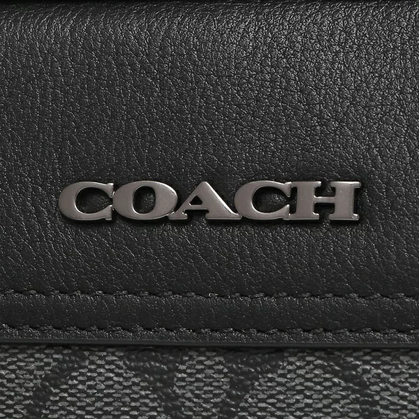 Coach Men Crossbody Bag Graham Crossbody In Signature Canvas Black Charcoal # C4149