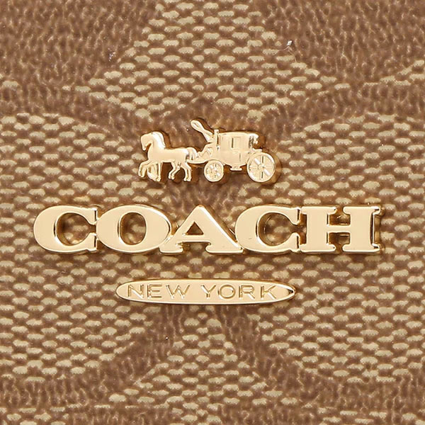 Coach Long Wallet Long Zip Around Wallet In Signature Canvas Khaki Saddle Brown 2 # C4452