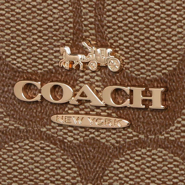 Coach Crossbody Bag Jes Baguette In Signature Canvas Gold / Khaki Saddle Brown # C7264