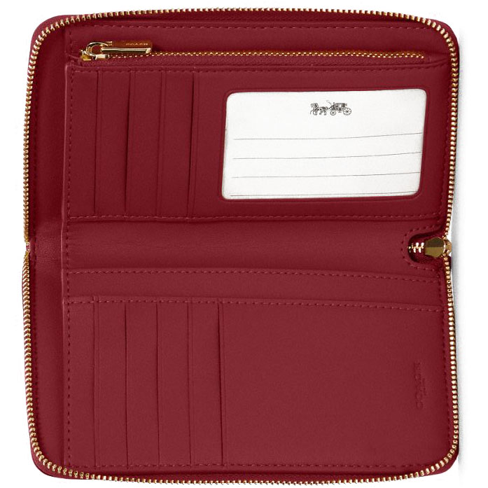Coach Medium Id Zip Wallet Cherry Red # C4124