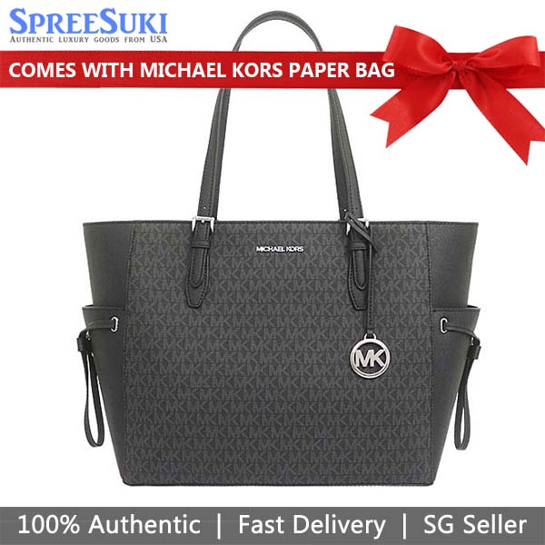 Michael Kors Tote Shoulder Bag Gilly Large Logo And Leather Travel Tote Bag Black # 35S1S2GT7B