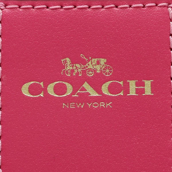 Coach Small Wristlet Corner Zip Wristlet In Signature Canvas Khaki / Bold Pink # 58035