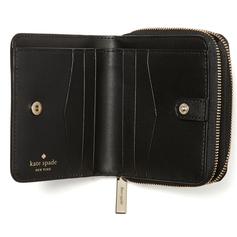 Kate Spade Small Wallet Small Zip Around Bifold Wallet Black # WLR00634