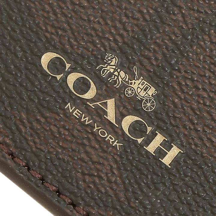 Coach Id Lanyard In Signature Canvas Brown 1941 Red # 63274