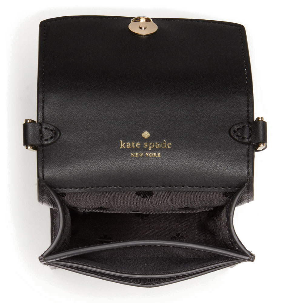 Kate Spade Crossbody Bag Staci Saffiano Leather North South Phone Crossbody Black # K4826