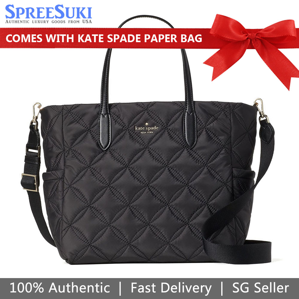 Kate Spade Crossbody Bag Medium Satchel Chelsea Quilted Black # WKR00583