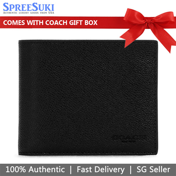 Coach Men 3-In-1 Wallet In Crossgrain Leather Black # C6331