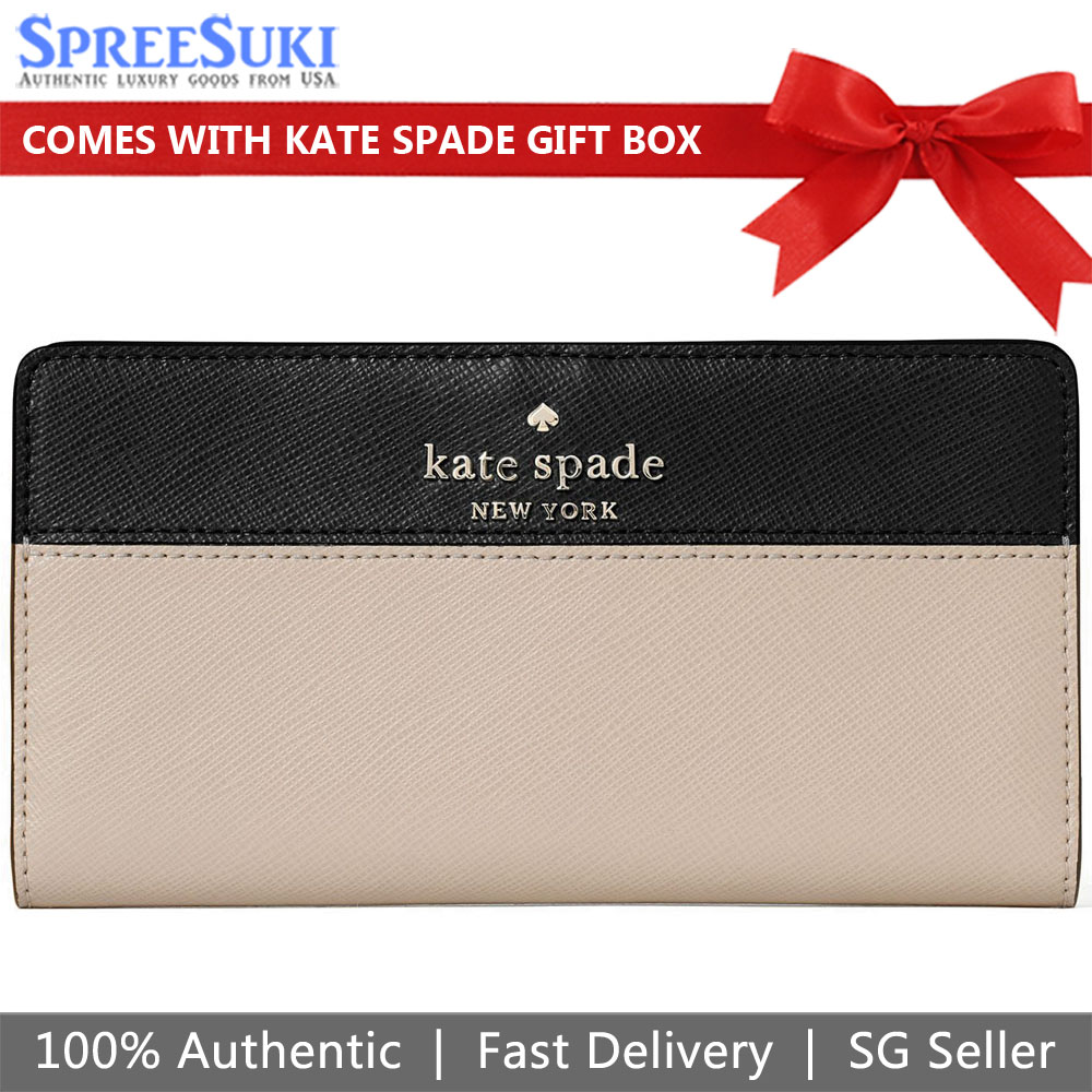Kate Spade Medium Wallet Staci Large Slim Bifold Wallet Warm Beige Nude # WLR00122