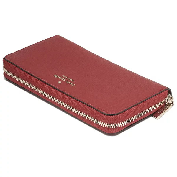 Kate Spade Long Wallet Leila Pebbled Leather Large Continental Red Currant # WLR00392
