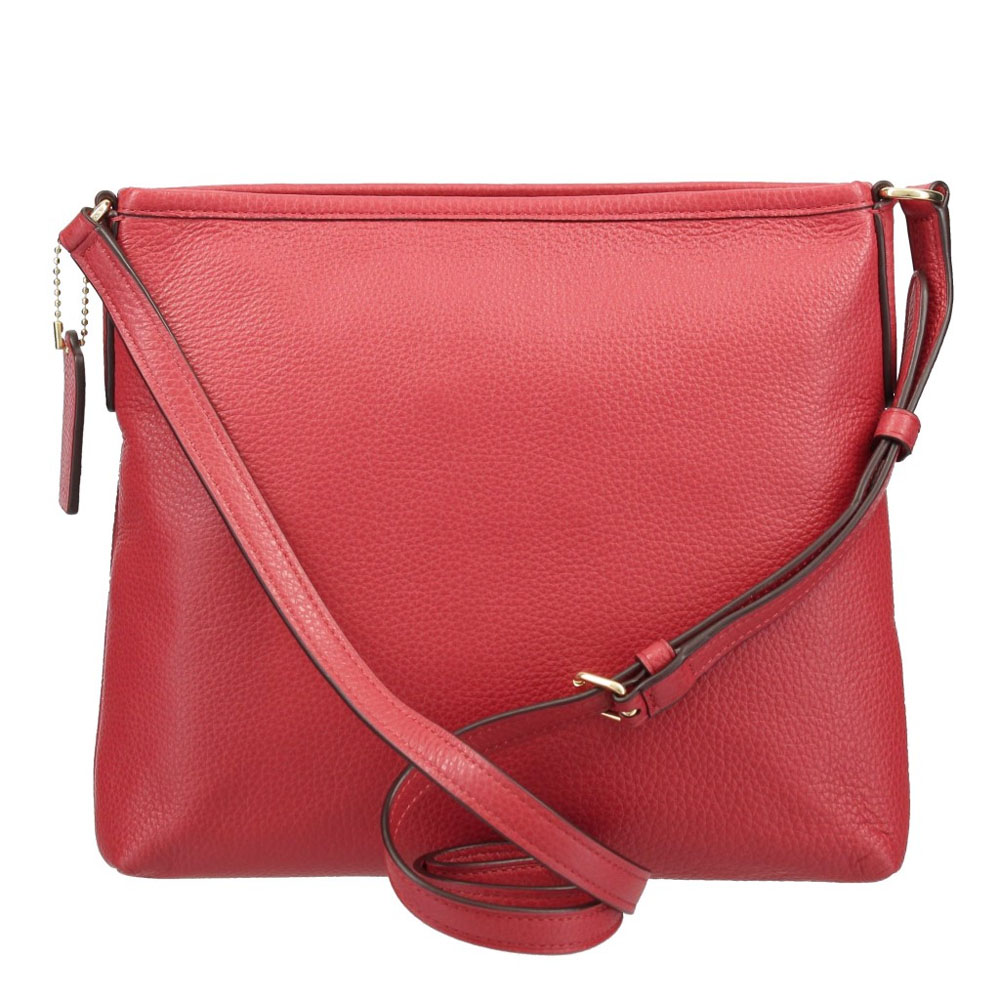 Coach Crossbody Bag Pebbled Leather File Crossbody Red # F28035