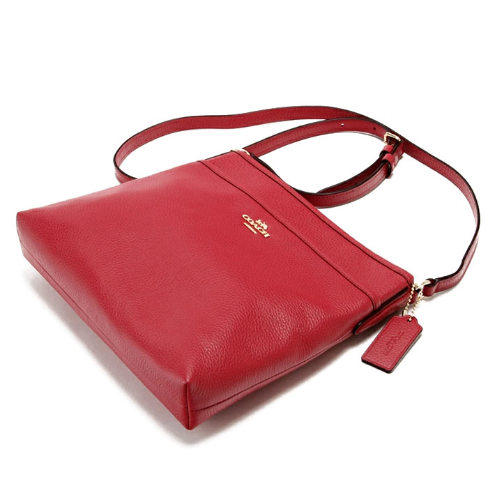 Coach Crossbody Bag Pebbled Leather File Crossbody Red # F28035