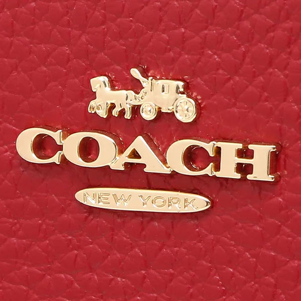 Coach Long Wallet Pebbled Leather Long Zip Around Wallet 1941 Red # C4451