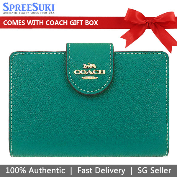 Coach Medium Wallet Medium Corner Zip Wallet Jade Green # 6390