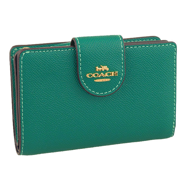 Coach Medium Wallet Medium Corner Zip Wallet Jade Green # 6390