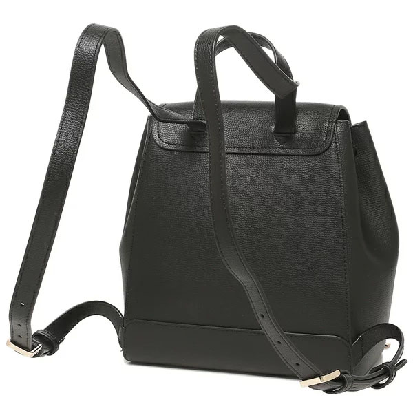 Kate Spade Flap Backpack Refined Grain Leather Black # WKR00548