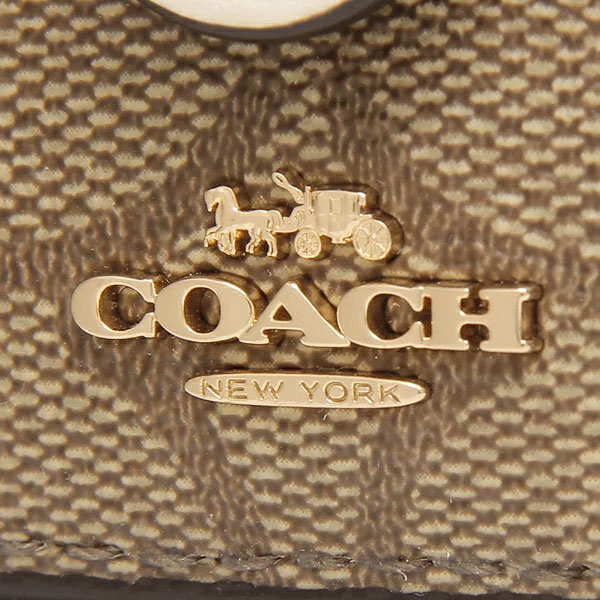 Coach Signature Attachment Card Case Khaki Chalk # C7398