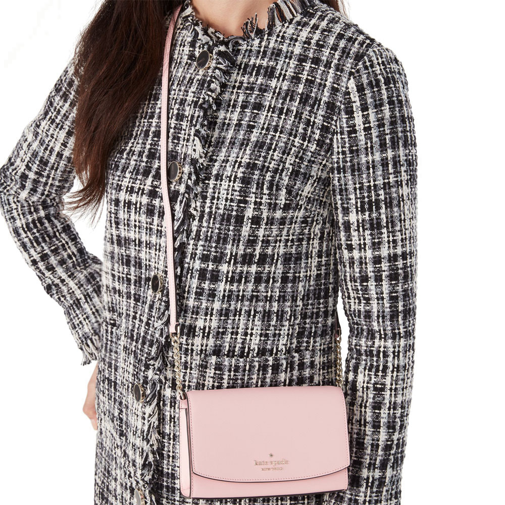 Kate Spade Crossbody Bag Small Flap Crossbody Chalk Pink # WLR00632