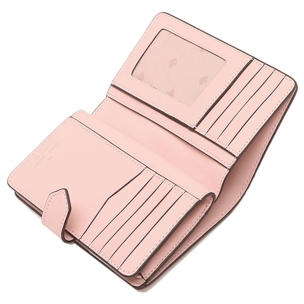 Kate Spade Medium Wallet Staci Saffino Leather Medium Compact Bifold Chalk Pink # WLR00128