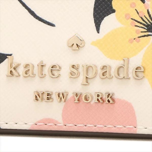 Kate Spade Staci Lily Blooms Slim Card Holder Cream Off White # K7231