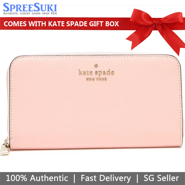 Kate Spade Staci Saffiano Large Continental Wallet Chalk Pink # WLR00130