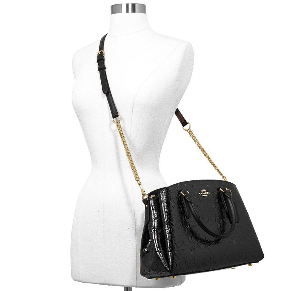 Coach Crossbody Bag Sage Carryall In Signature Patent Leather Black # F31486