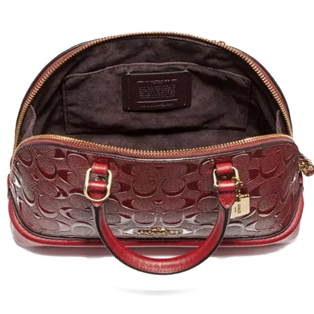 Coach Crossbody Bag Sierra Satchel In Signature Leather Cherry Red # F27598