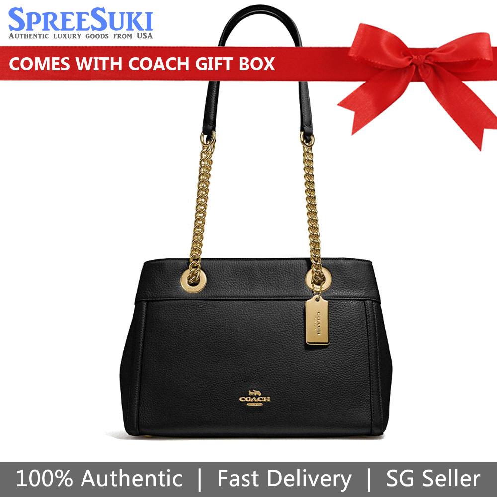 Coach Shoulder Bag Brooke Chain Carryall Black # F37796