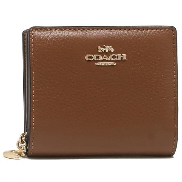 Coach Small Wallet Pebbled Leather Snap Wallet Redwood Brown # C2862