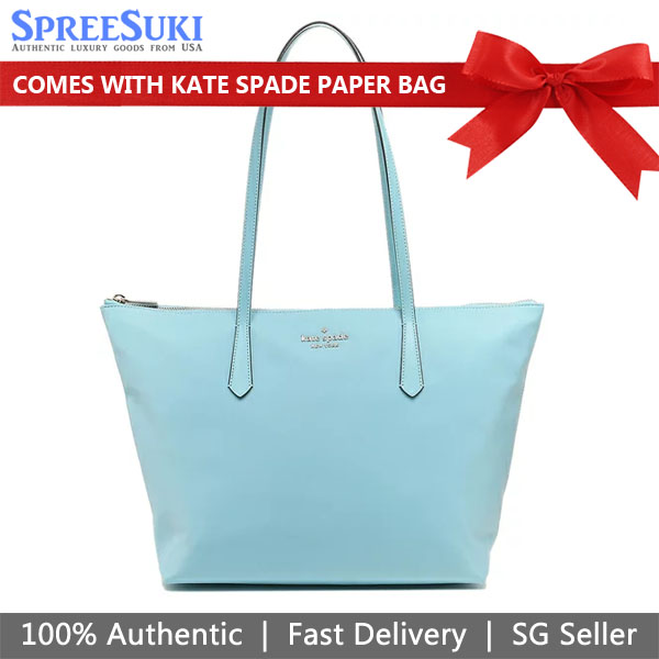 Kate Spade Shoulder Bag Tote Kitt The Little Better Nylon Tote Fountain Light Blue # K6031