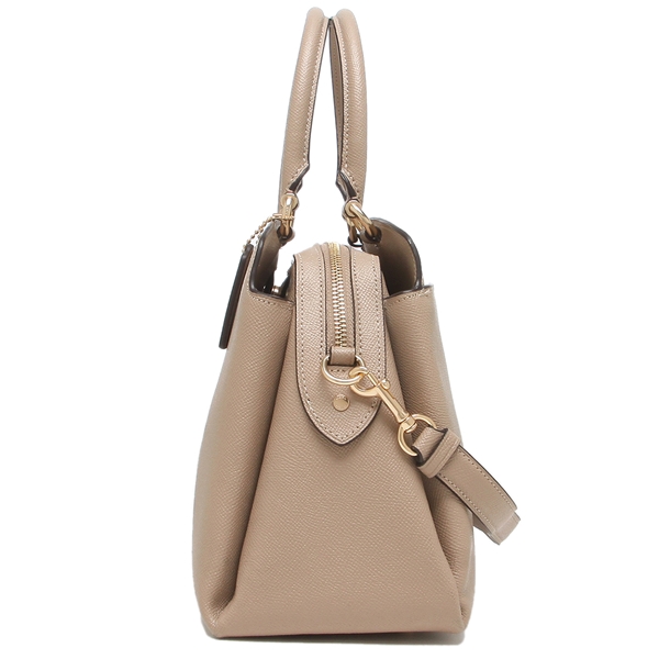 Coach Crossgrain Leather Lillie Carryall Taupe Nude Beige # 91493