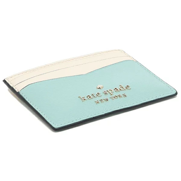 Kate Spade Staci Colorblock Saffiano Leather Slim Cardholder Poolside # WLR00125