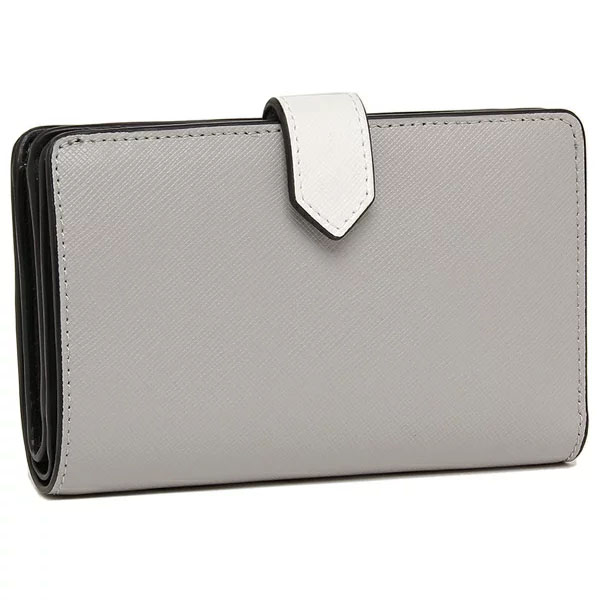 Kate Spade Medium Wallet Staci Medium Compact Bifold Wallet Nimbus Grey Off White # WLR00124