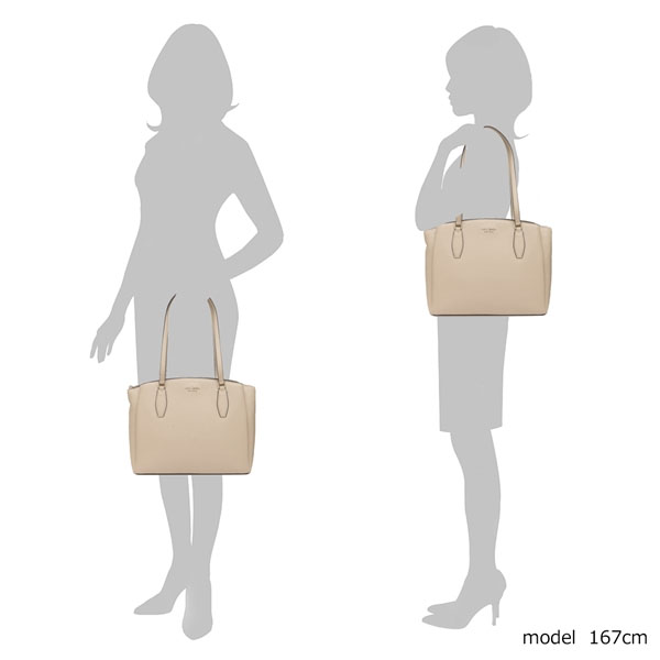 Kate Spade Tote Shoulder Bag Pebbled Leather Large Compartment Tote Light Sand Beige # WKRU6948