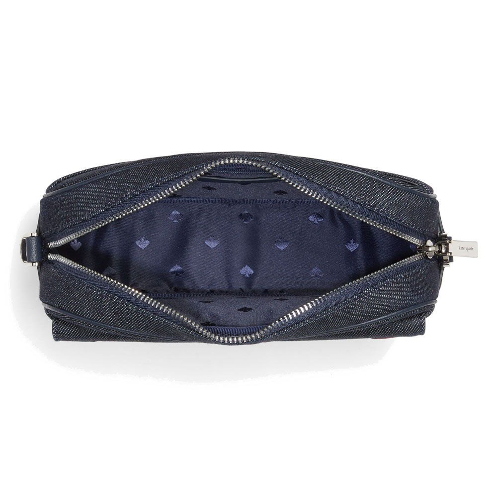Kate Spade Crossbody Bag Rosie Cherry Embroidered Denim Denim Blue # K6055