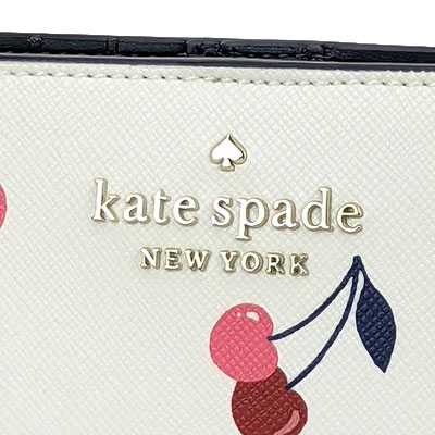 Kate Spade Long Wallet Medium Wallet Dancing Cherrie Large Slim Bifold Wallet Cream Off White # K6020