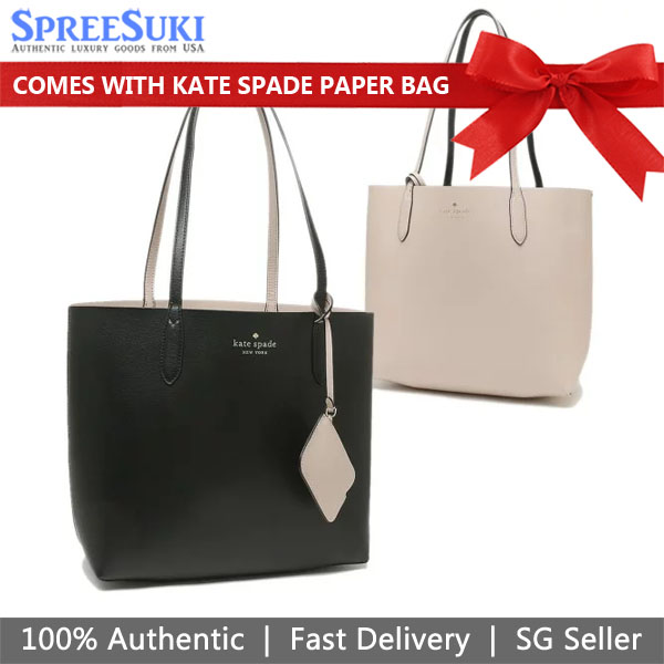Kate Spade Shoulder Bag Refined Grain Ava Reversible Tote Black # K6052
