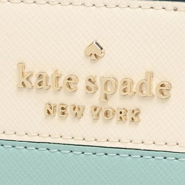 Kate Spade Small Wallet Staci Colorblock Safiiano Small Zip Around Wallet Poolside Light Blue Off White # WLR00636