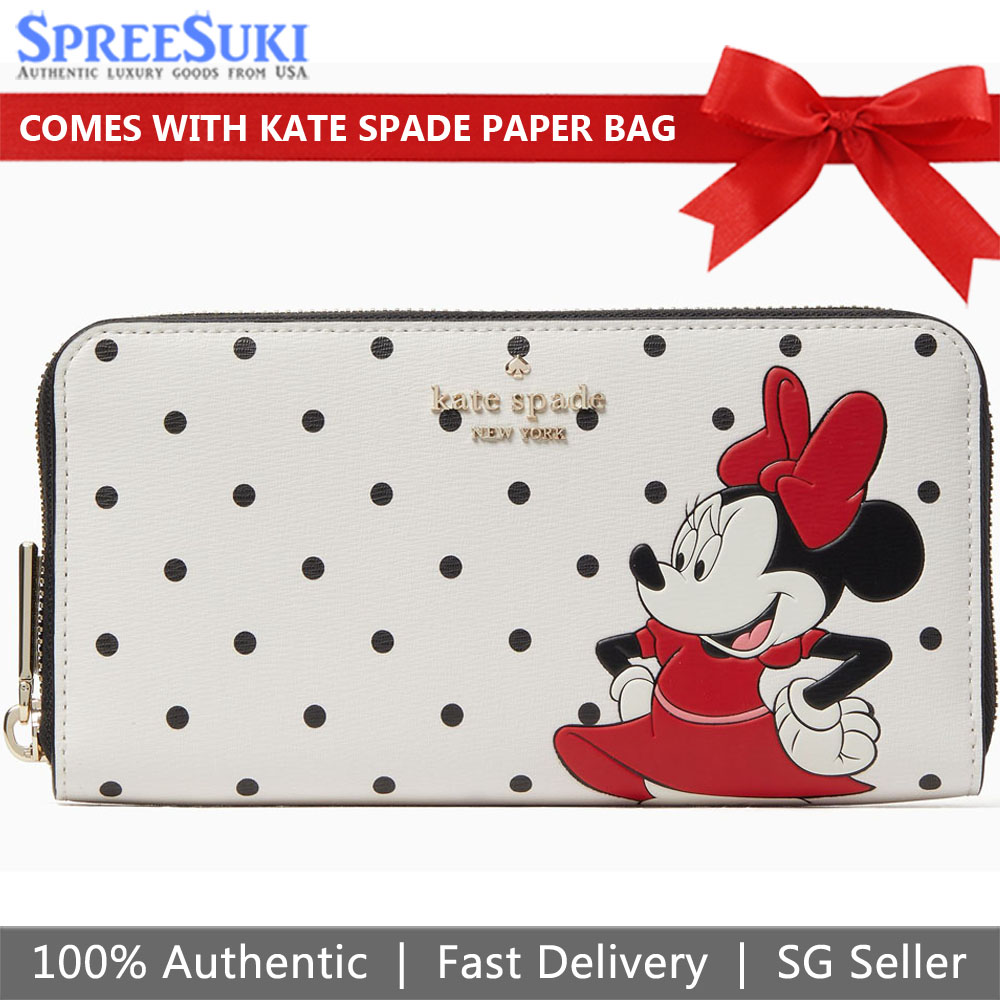 Kate Spade Long Wallet Disney X Kate Spade New York Minnie Mouse Large Continental Wallet Off White Black # K4759