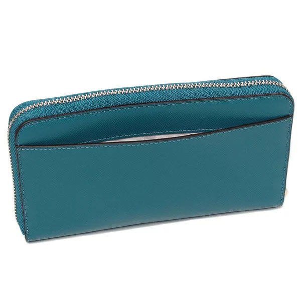 Kate Spade Long Wallet Staci Saffiano Leather Large Continental Dark Peacock Blue # WLR00130