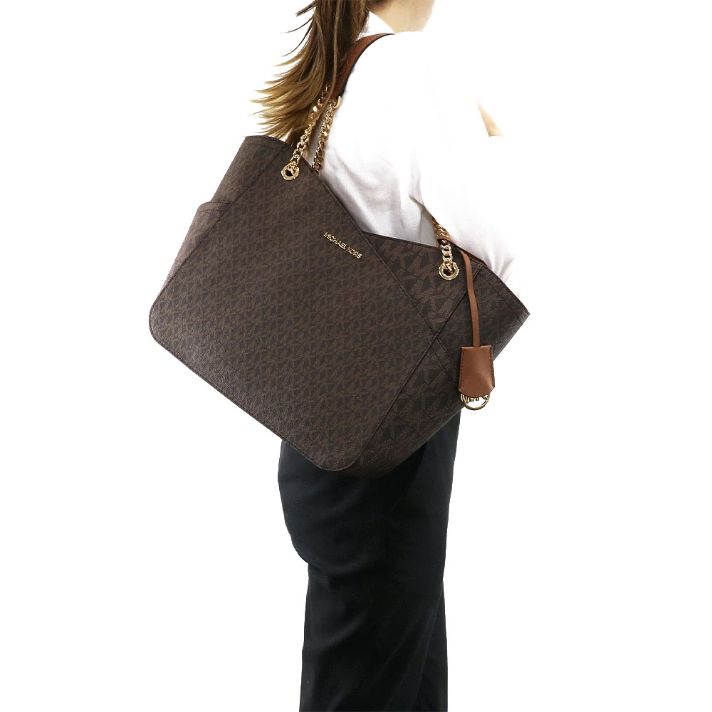 Michael Kors Tote Shoulder Bag Jet Set Large Logo Shoulder Bag Brown # 35F1GTVT3B