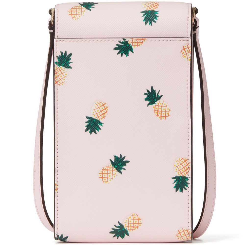 Kate Spade Crossbody Bag Pineapples Printed North South Flap Phone Crossbody Pink # K7276