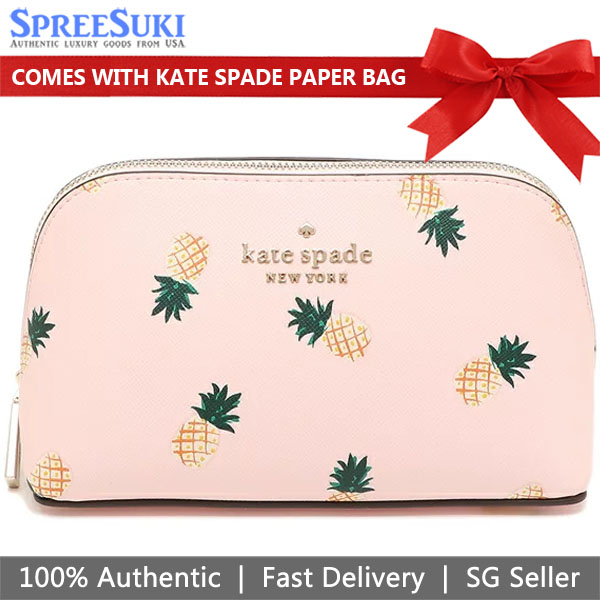 Kate Spade Staci Printed Small Pineapples Cosmetic Case Pink # K7220