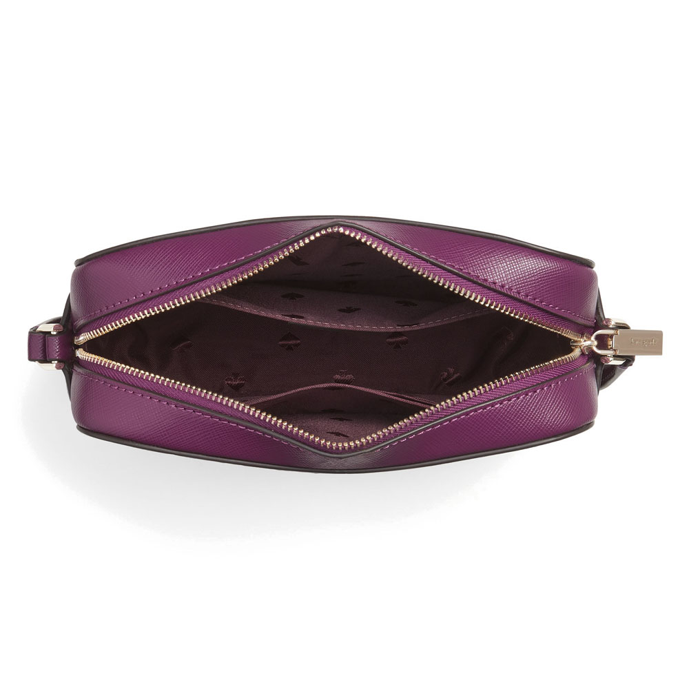Kate Spade Crossbody Bag Staci Saffiano Leather Mini Camera Bag Plum Purple # WLR00686