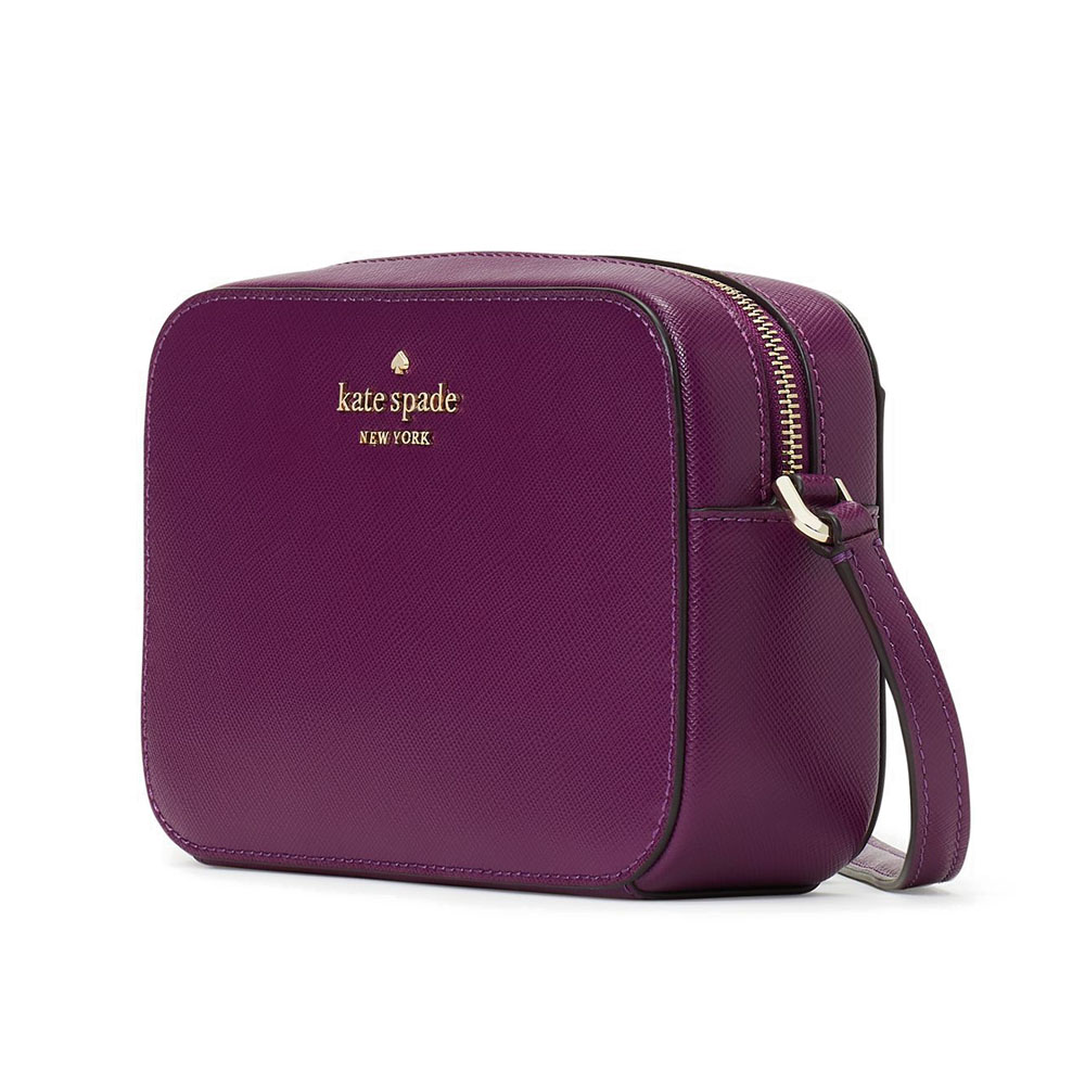 Kate Spade Crossbody Bag Staci Saffiano Leather Mini Camera Bag Plum Purple # WLR00686
