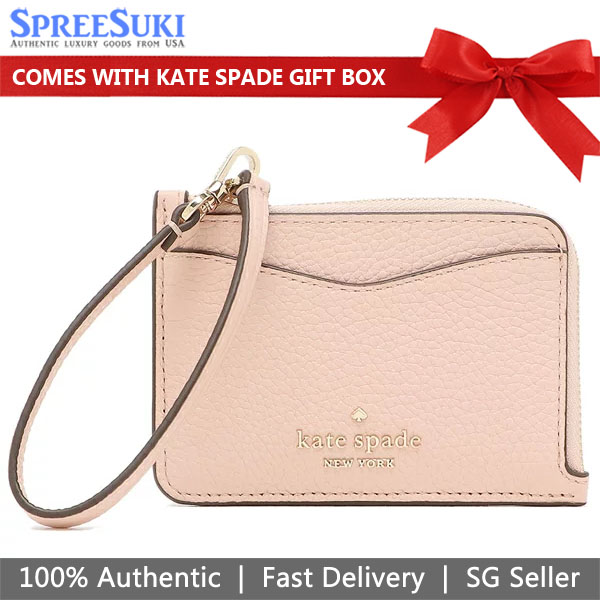 Kate Spade Leila Pebbled Leather Small Card Case Rose Smoke Pink # WLR00398
