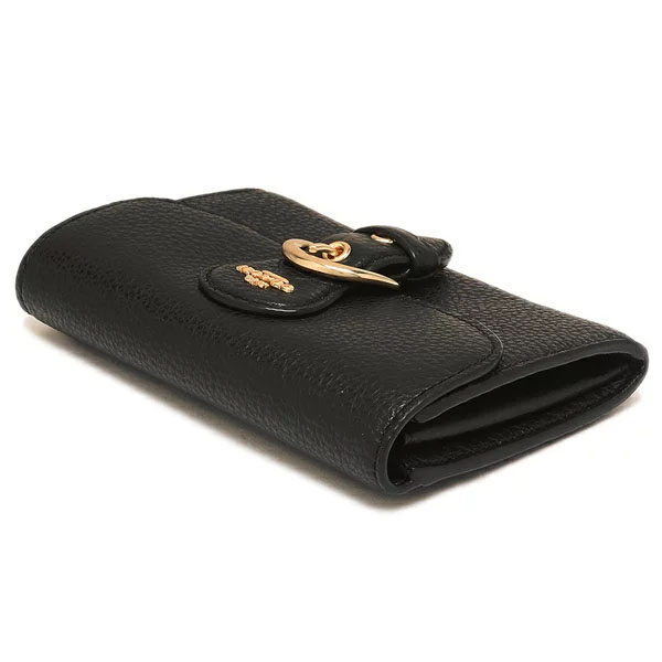 Coach Medium Wallet Pebbled Leather Kleo Wallet Black # C6896