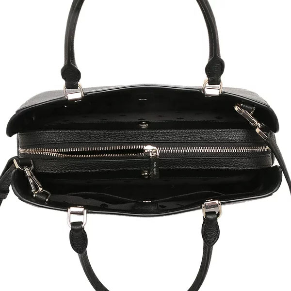 Kate Spade Leila Pebbled Leather Medium Triple Compartment Satchel Black # WKR00335